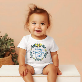 Camiseta Feliz Natal para Todos Coroa Verde e Amarela