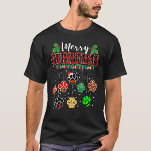 Camiseta Feliz Natal Pata de Cães Imprimir Xadrez de Buffal