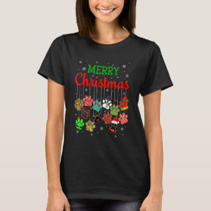 Camiseta Feliz Natal - Patas de Cão Impressão Xadrez Cachor