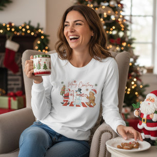 Camiseta Feliz Natal Personagens de Natal Lindos Papai Noel