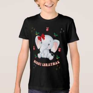 Camiseta Feliz Natal Personalizado com Elefantes Bebês