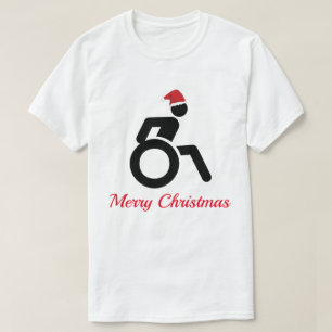 Camiseta Feliz Natal personalizável com cadeira de rodas e