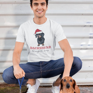 Camiseta Feliz Natal Pet   Dachshund Através Da Neve T
