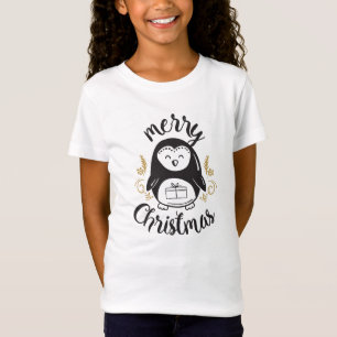 Camiseta Feliz Natal Pinguim Gift Crianças Engraçadas