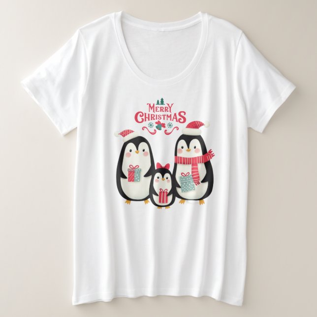 Camiseta Feliz Natal Pinguins (Frente do Design)