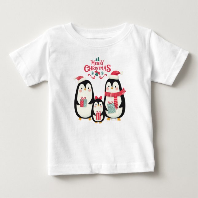 Camiseta Feliz Natal Pinguins (Frente)