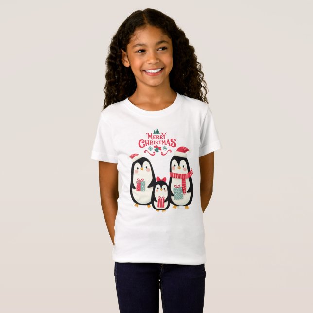 Camiseta Feliz Natal Pinguins (Frente Completa)