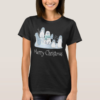 Camiseta Feliz Natal Pinguins Polar Bear Pop Art Chris