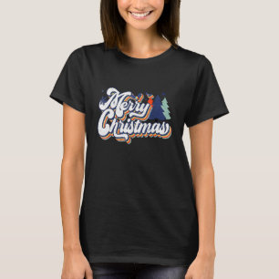Camiseta Feliz Natal Pinheiros Retro