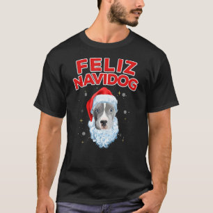 Camiseta Feliz Natal Pitbull Cão Com Barba San