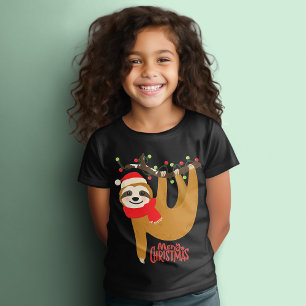 Camiseta Feliz Natal Preguiça Festa Infantil