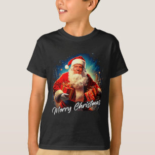 Camiseta Feliz Natal – Presidente Trump Papai Noel Gráfico 