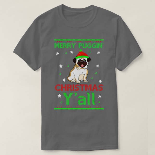 Camiseta Feliz Natal Pug (Frente do Design)