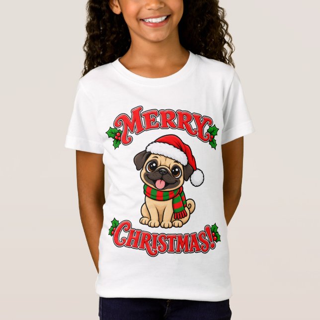 Camiseta Feliz Natal Pug (Frente)