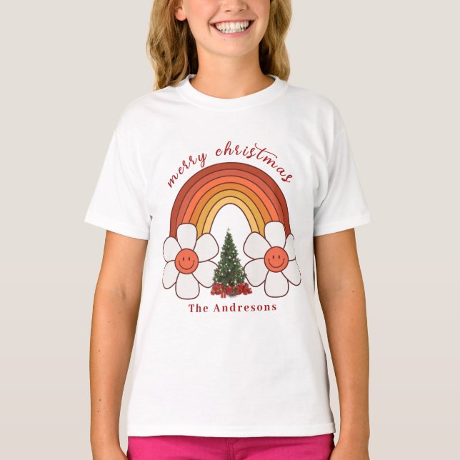 Camiseta Feliz Natal Rainbow Personalizado (Frente)
