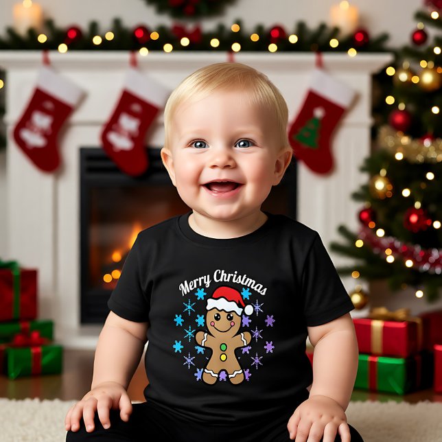 Camiseta Feliz Natal - rapaz do pão-pão (Merry Christmas - gingerbread boy Toddler T-shirt)