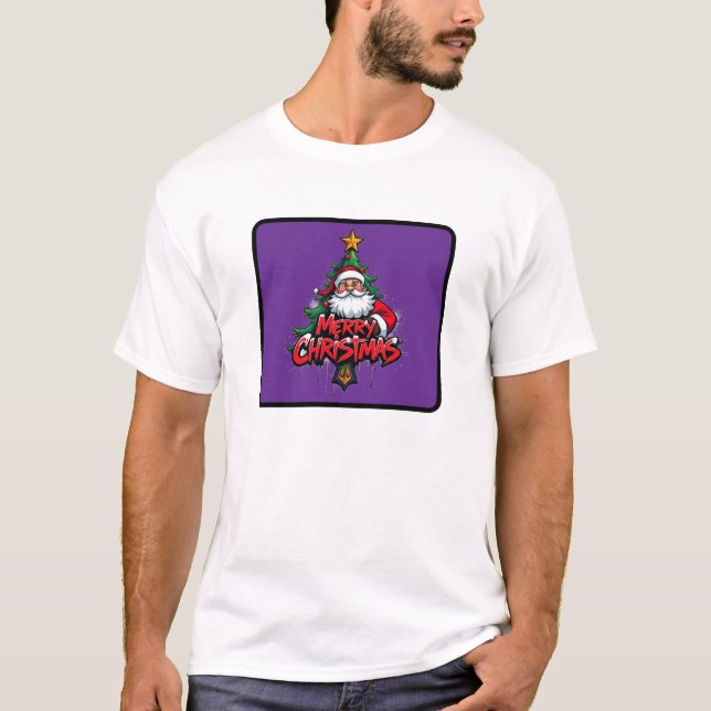 Camiseta Feliz Natal Red Santa Clause Árvore de Natal (Frente)
