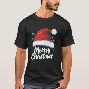 Camiseta Feliz Natal Red Santa Hat Família Xmas Mulheres