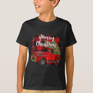Camiseta Feliz Natal Red Truck Buffalo Xadrez Natal
