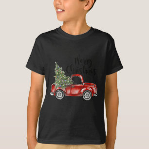 Camiseta Feliz Natal Red Truck Tree Família Engraçada