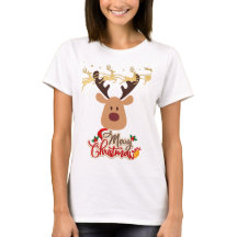 Feliz Natal Reindee Divertido Tipografia Dourada V