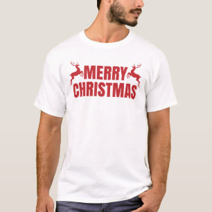 Camiseta Feliz Natal Reindeer Família de Papais noeis Engra