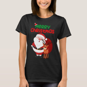 Camiseta Feliz Natal Reindeer Família Xmas 2024 Homens Mulh