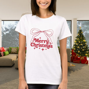 Camiseta Feliz Natal - Retrô de arco desenhado à mão