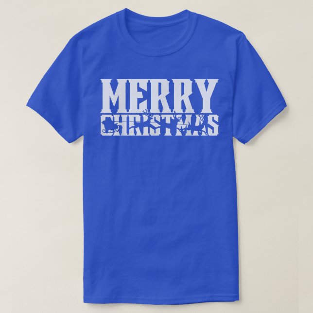 Camiseta Feliz Natal Retro Santas Sleigh e Flores Reind (Frente do Design)