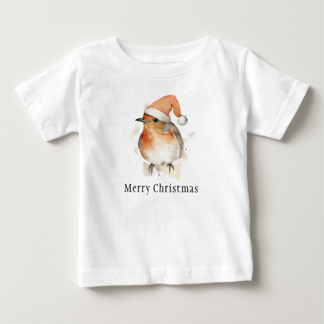 Camiseta Feliz Natal Robin Inverno Pássaro Vida Selvagem El (Frente)