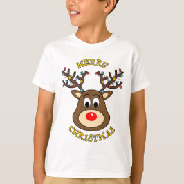 Camiseta Feliz Natal, Rudolph, Rena Nosed Vermelha