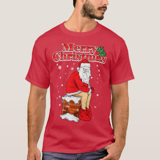 Camiseta Feliz Natal Santa Clause Chimney Poop