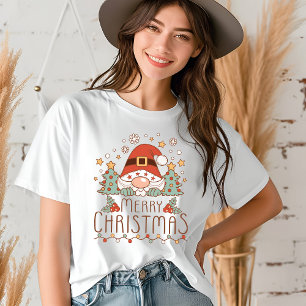 Camiseta Feliz Natal Santa e Árvores Caprichosas