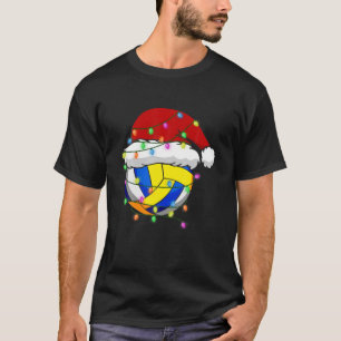Camiseta Feliz Natal Santa Hat Voleibol Esporte Xmas Bo
