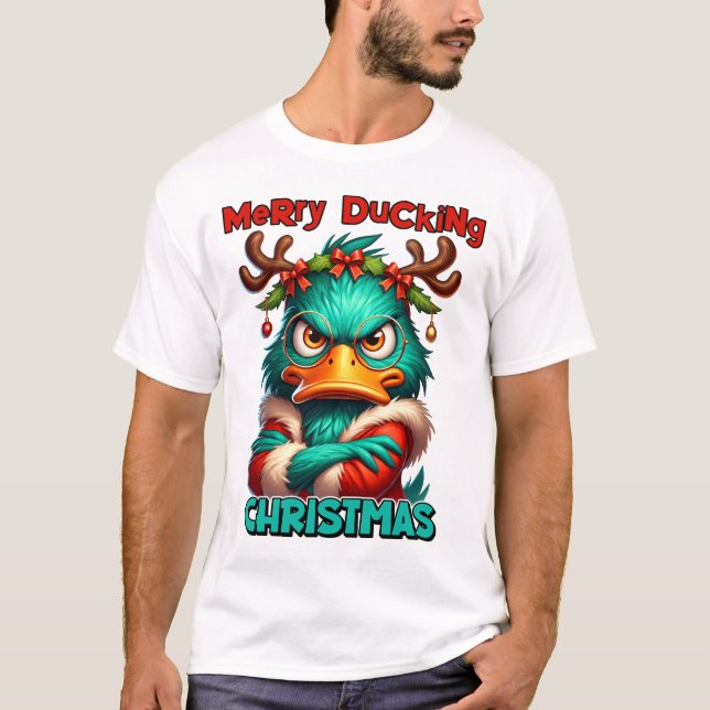 Camiseta Feliz - Natal - Sarcasmo - Pato Engraçado - Ch (Frente)