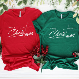 Camiseta Feliz Natal Script Christian Cross Diamond