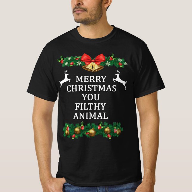Camiseta Feliz Natal, seu animal imundo (Frente)