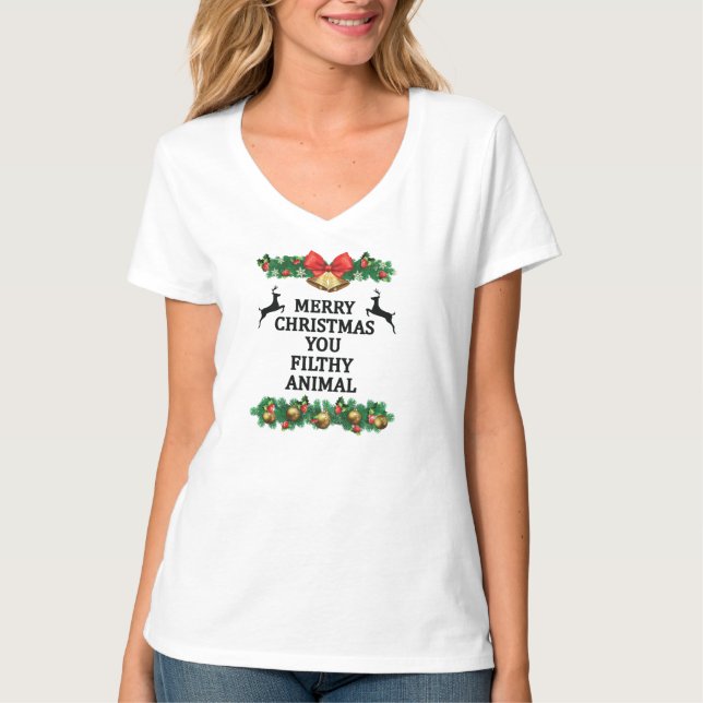 Camiseta Feliz Natal, seu animal imundo (Frente)