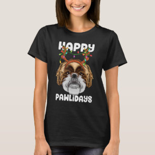 Camiseta Feliz Natal Shih Tzu Feriado de Cães de Natal