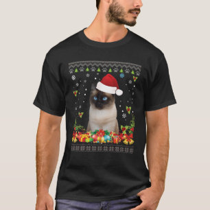 Camiseta Feliz Natal Siamês Gato Feio Papais noeis De Suéte