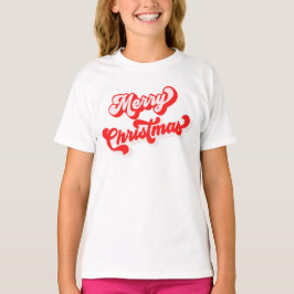 Camiseta Feliz Natal - Simples Retro Caligrafia Vermelho