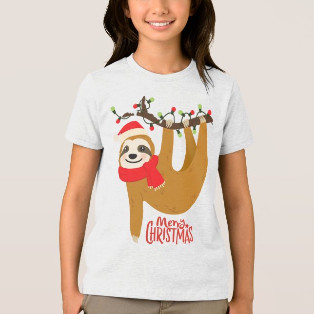 Camiseta Feliz Natal Sloth | Feriados (Frente)