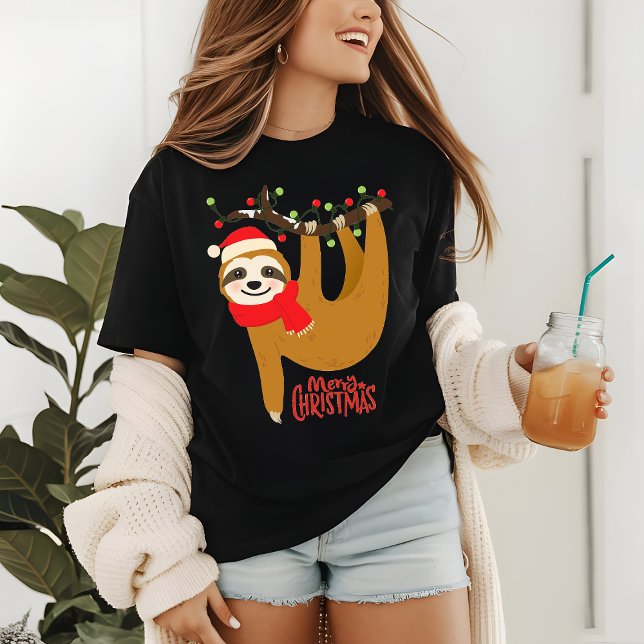Camiseta Feliz Natal Sloth | Feriados (Criador carregado)