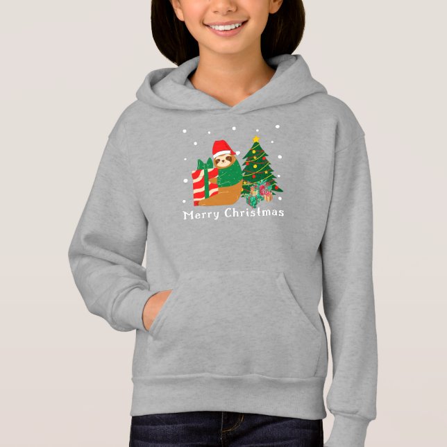 Camiseta Feliz Natal Sloth Hoodie (Frente)