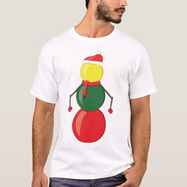 Camiseta Feliz Natal Snooker Balls Snowman (Frente)