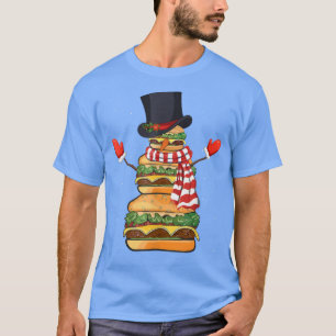Camiseta Feliz Natal Snowman Hamburger Xmas Cheeseburge
