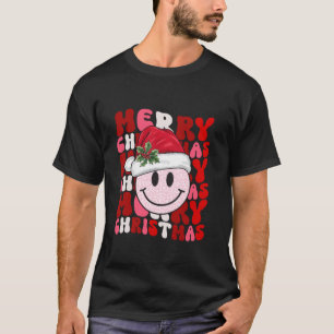 Camiseta Feliz Natal Sorria Face Papai Noel Hat Retro G