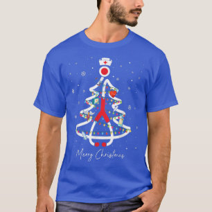 Camiseta Feliz Natal Stethoscope Enfermeira Árvore de Natal