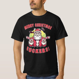 Camiseta Feliz Natal Suckers Papai Noel músculo