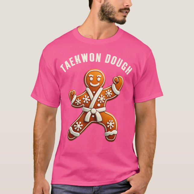 Camiseta Feliz Natal Taekwondo Gingerpão Homem Marcial (Frente)
